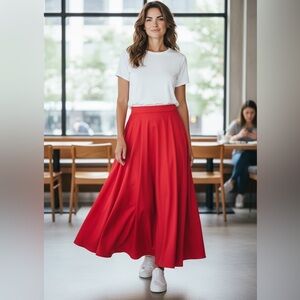 DKNY Red Midi Skirt COTTON MEDIUM‎